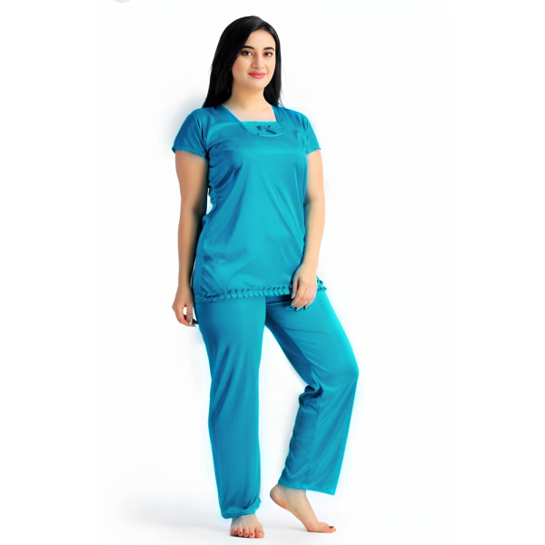 Toori - Women’s 2-Piece Satin Nightwear Set - Night Robe & Slip | Free Size